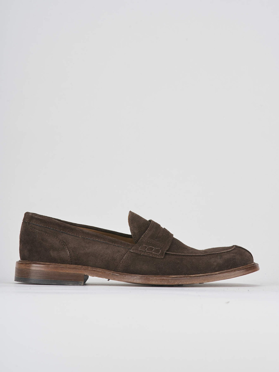 Mocasines tacón 1 cm marrón oscuro ante