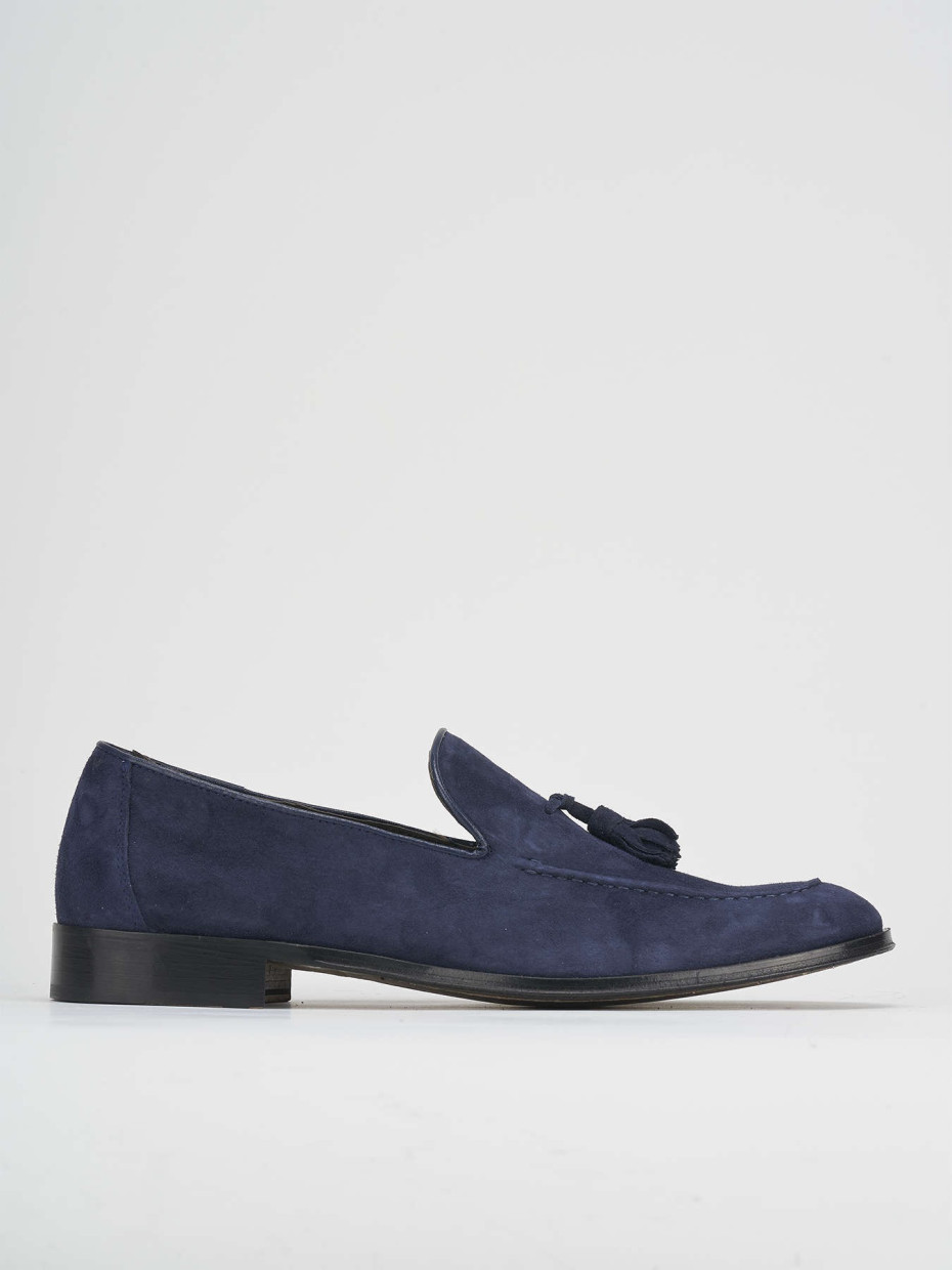 Mocasines tacón 2 cm azul ante