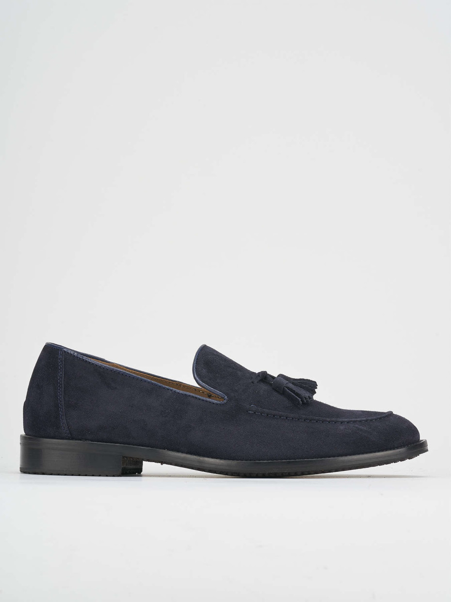 Mocasines tacón 1 cm azul ante