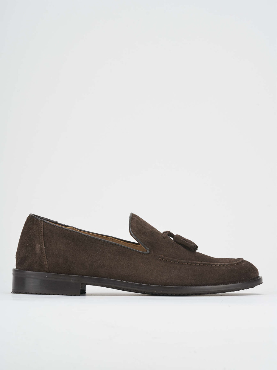 Mocasines tacón 1 cm marrón oscuro ante