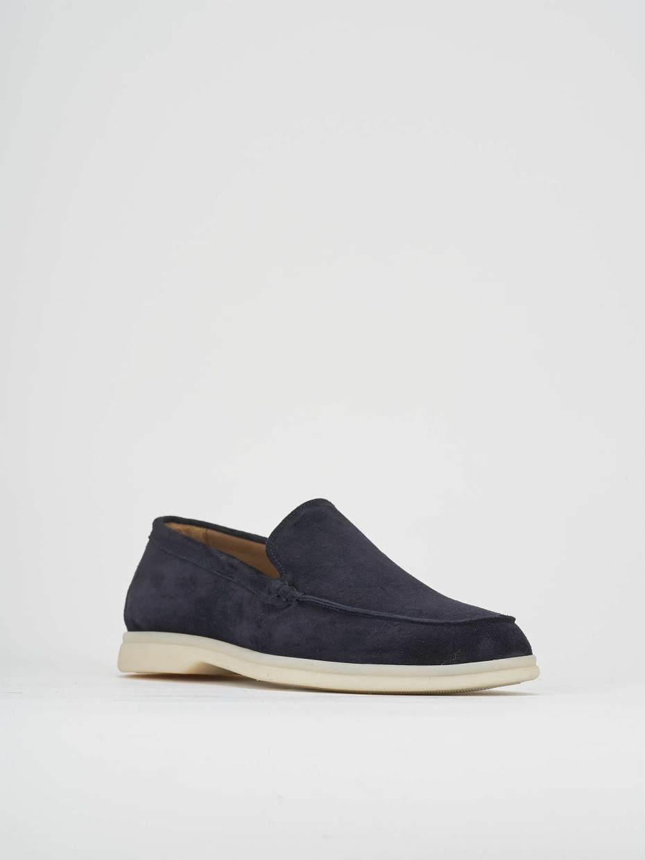 Mocasines tacón 1 cm azul ante