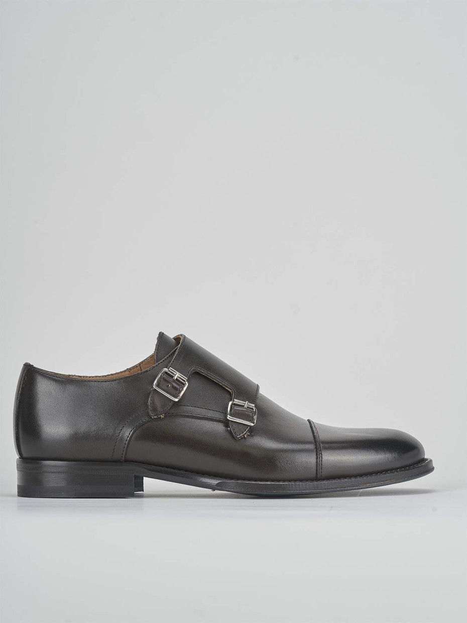 Zapatos de cordones tacón 1 cm marrón oscuro cuero