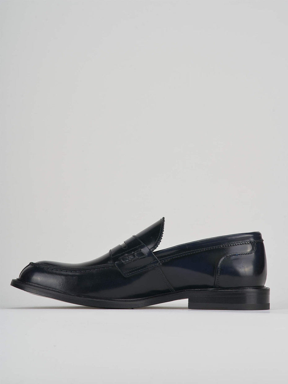 Mocasines tacón 2 cm azul cuero