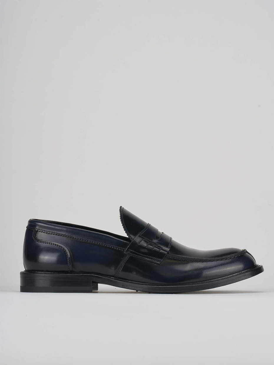Mocasines tacón 2 cm azul cuero
