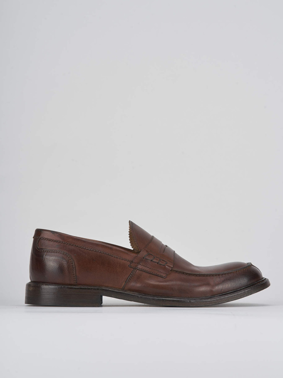 Mocasines tacón 2 cm marrón cuero