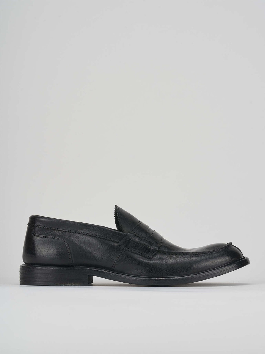 Mocasines tacón 1 cm negro cuero