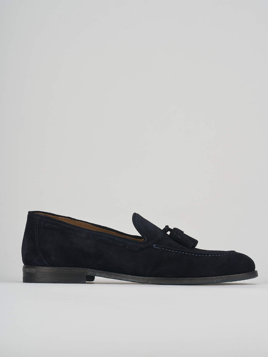Mocasines tacón 2 cm azul ante