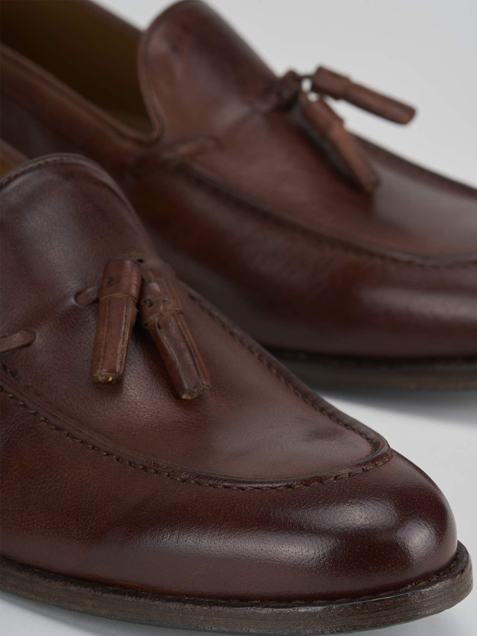 Mocasines tacón 2 cm marrón cuero