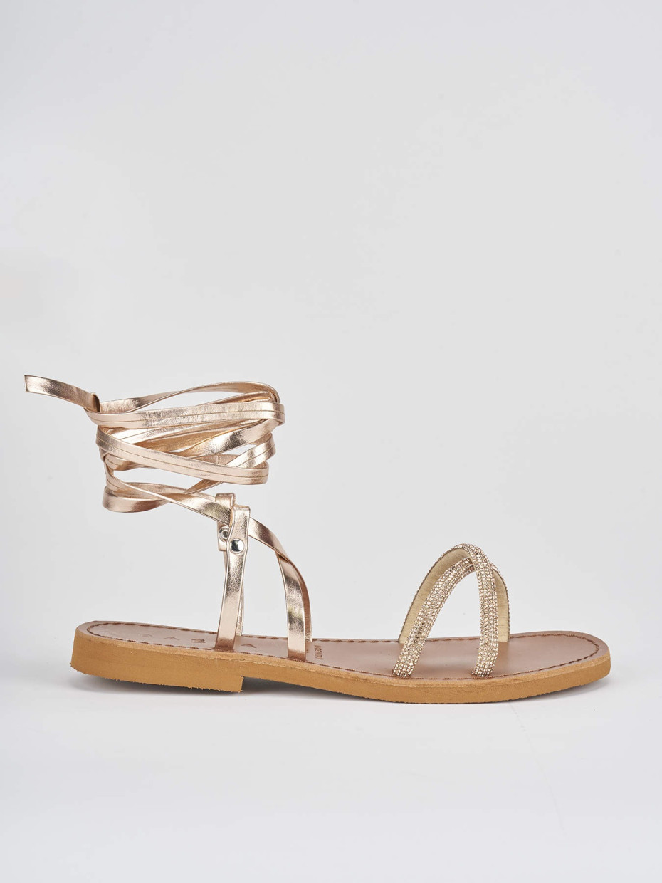 Low heel sandals heel 1 cm pink leather