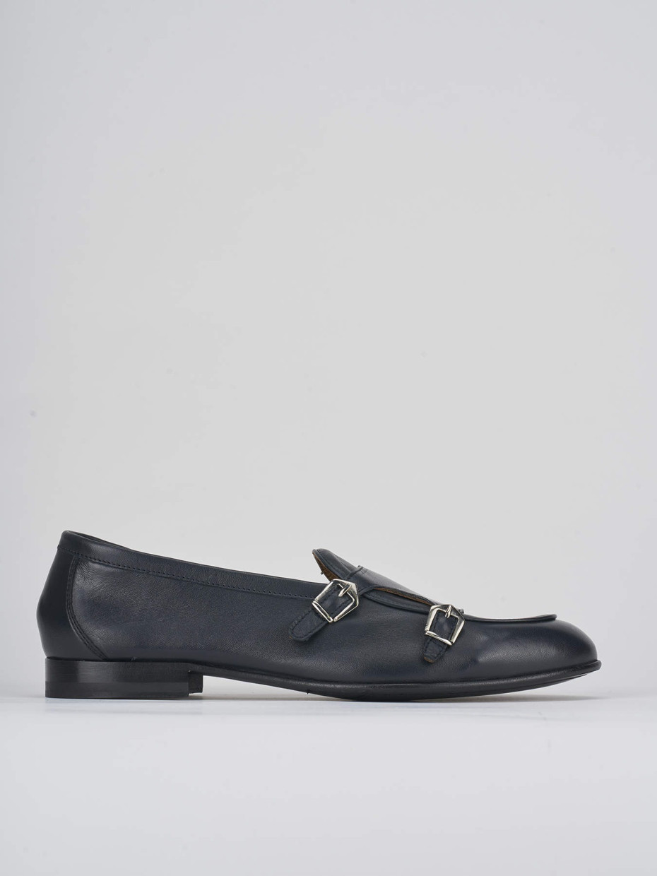 Mocasines tacón 1 cm azul cuero