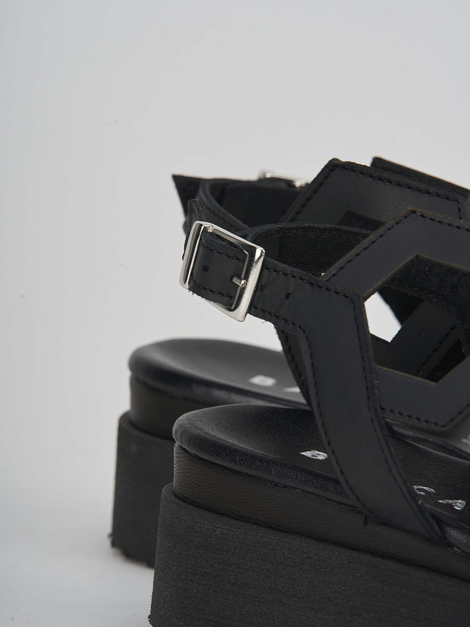 Wedge heels heel 3 cm black leather