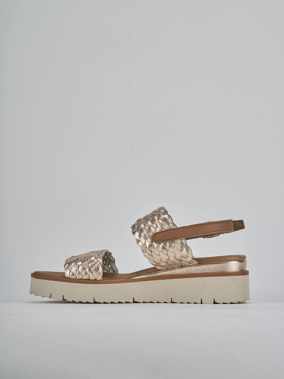 Wedge heels heel 3 cm bronze leather