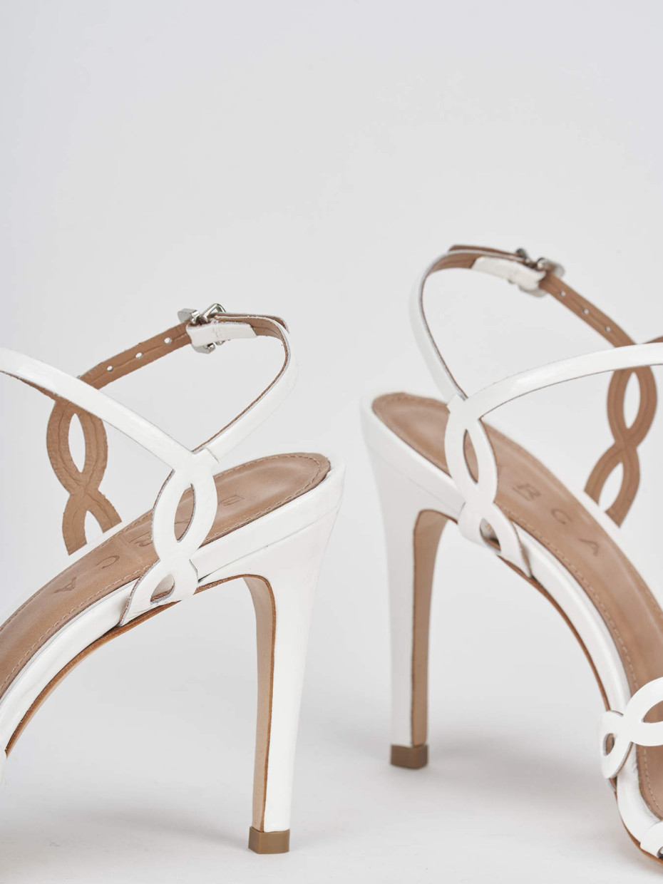 High heel sandals heel 11 cm white patent