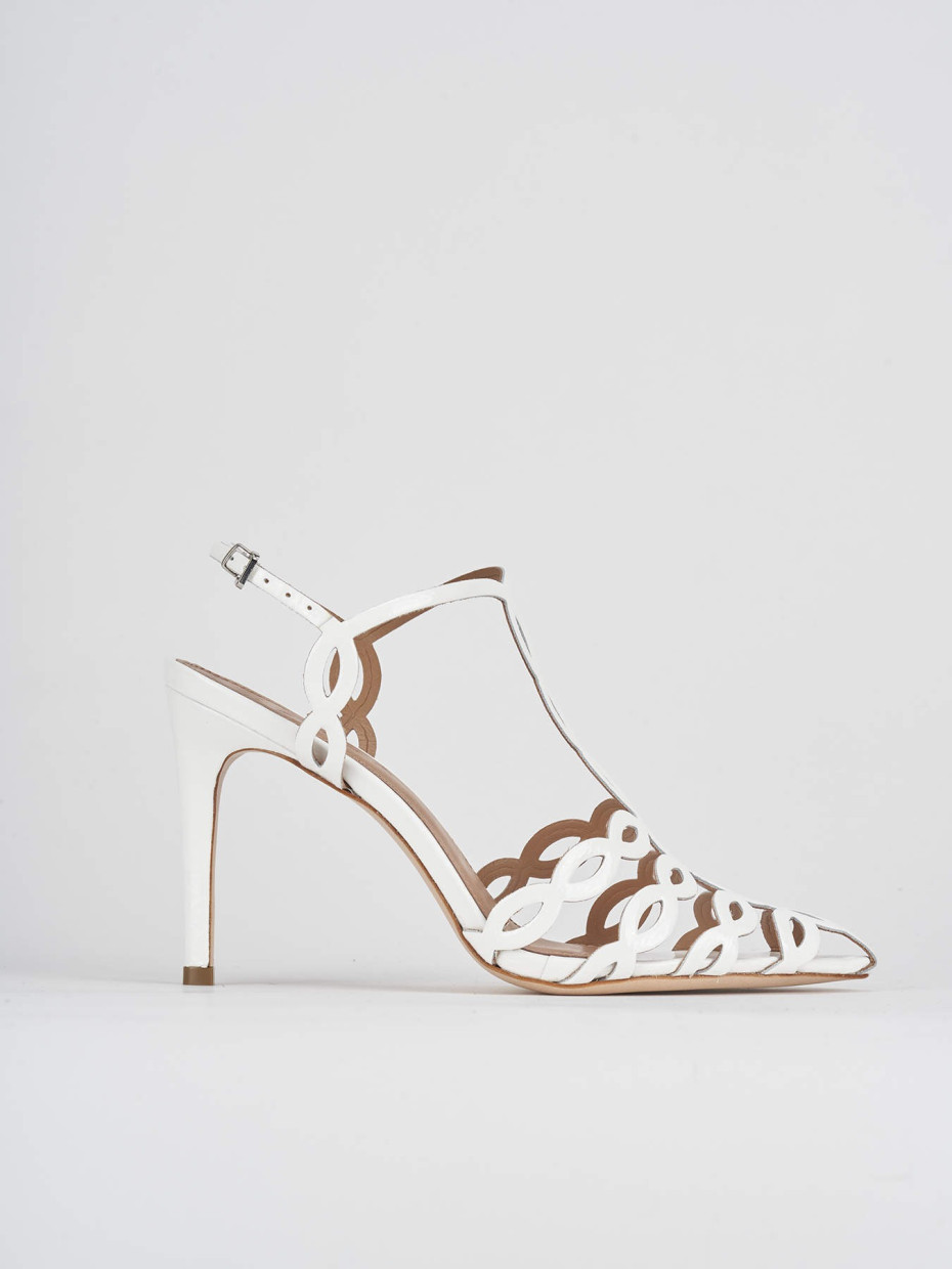 High heel sandals heel 11 cm white patent