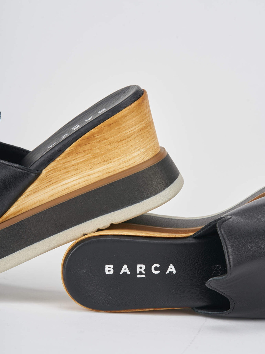 Mules tacón 9 cm negro cuero