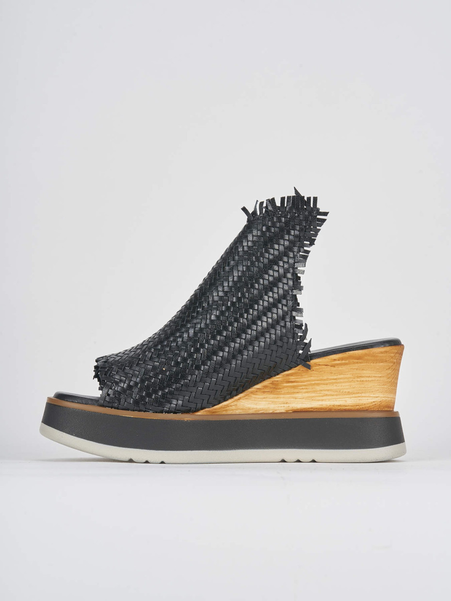 Mules tacón 8 cm negro cuero