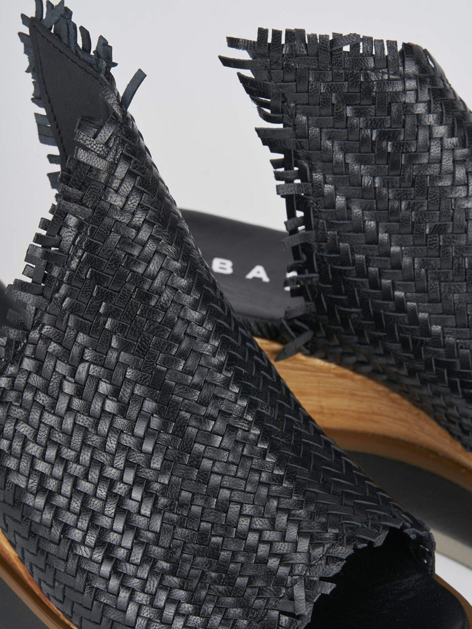 Mules tacón 8 cm negro cuero