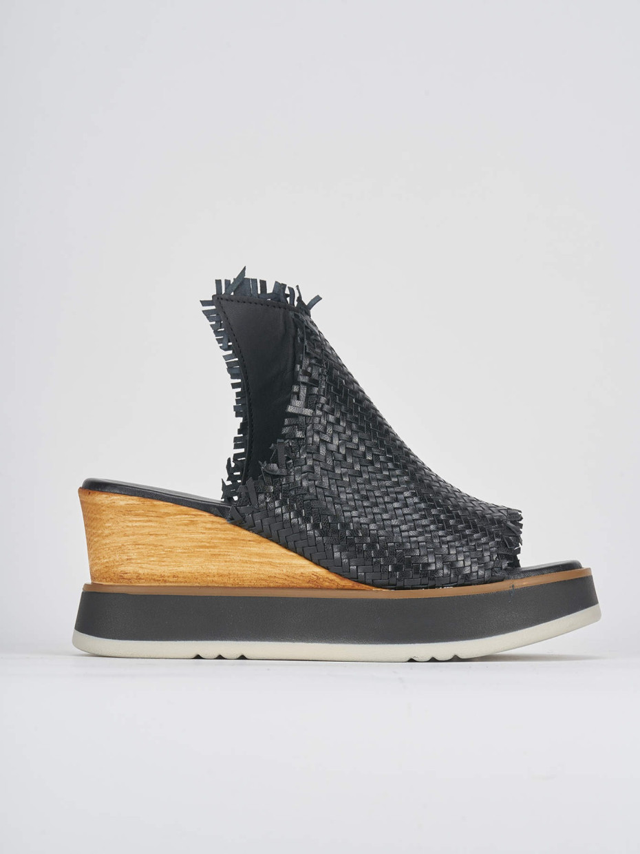 Mules tacón 8 cm negro cuero