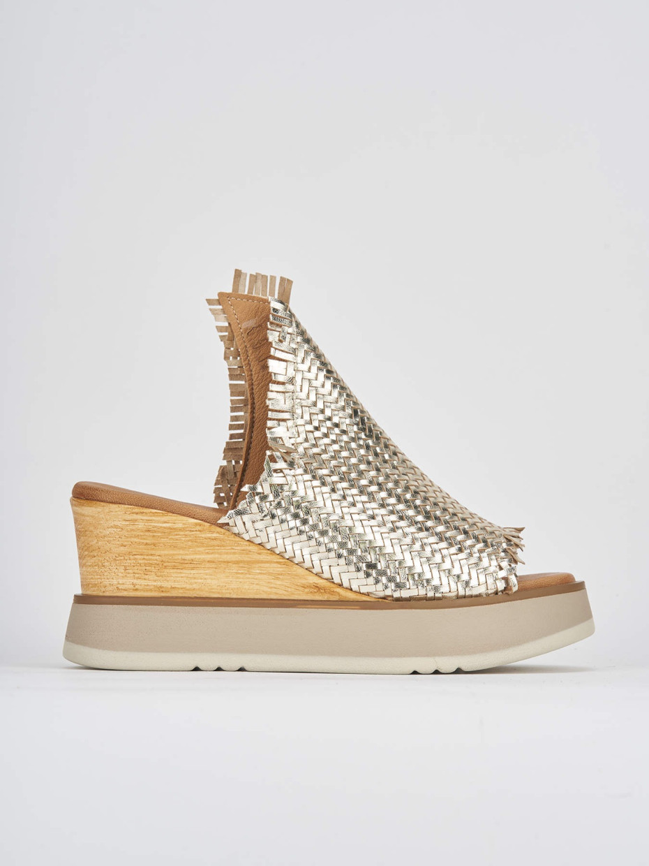 Mules tacón 8 cm oro cuero