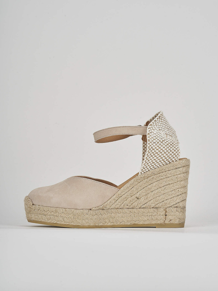 Alpargatas tacón 9 cm beis ante