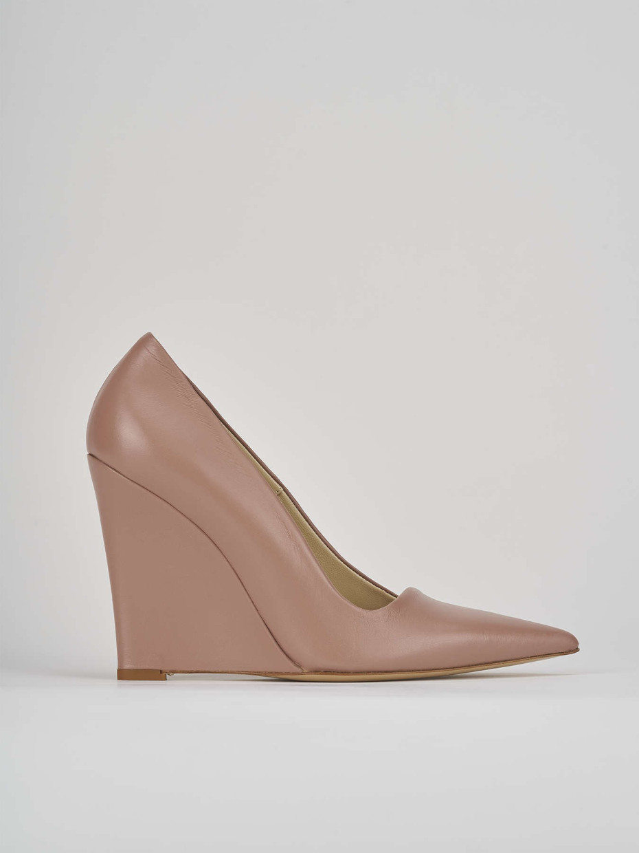 Zapatos de salón tacón 11 cm beis cuero