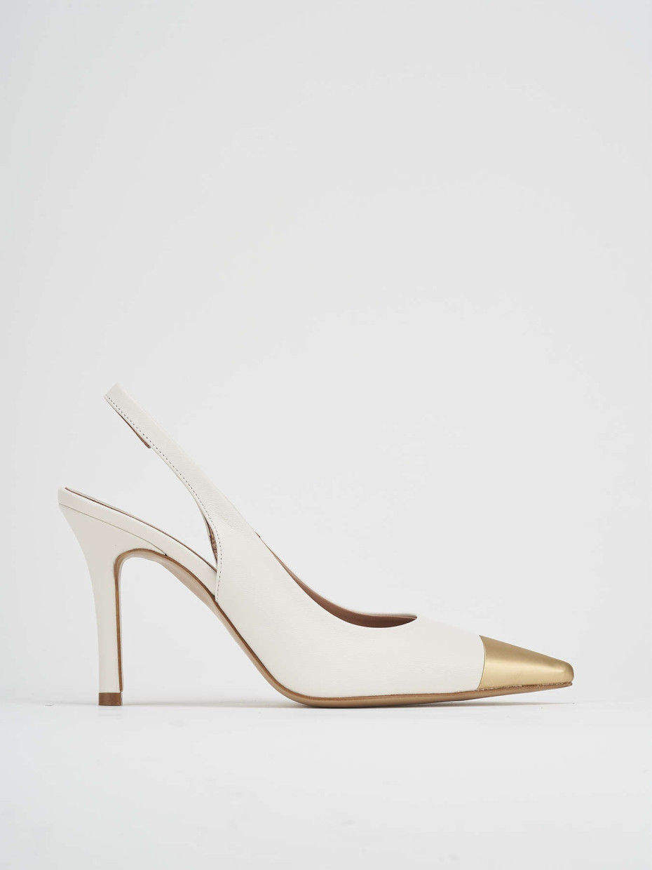 Slingback tacco 9cm pelle bianco