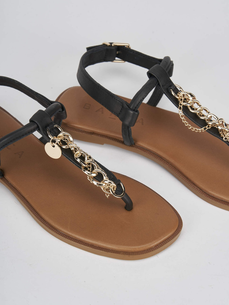 Low heel sandals heel 1 cm black leather