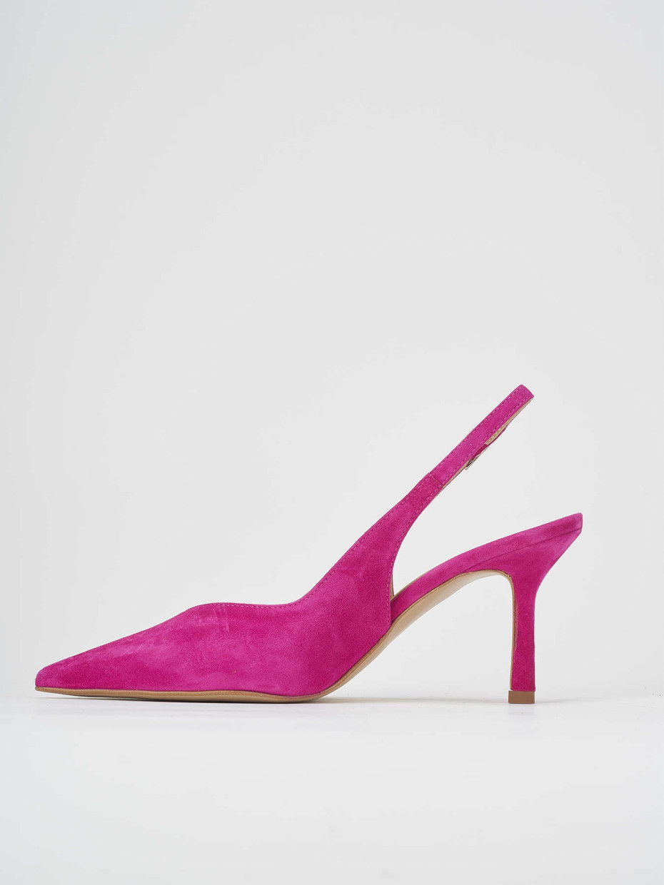 Salones destalonados tacón 7 cm rosa ante