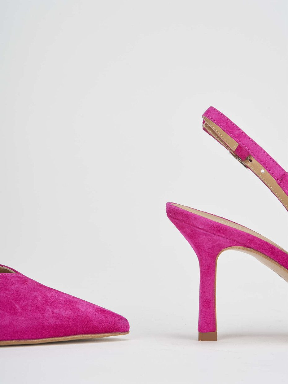 Salones destalonados tacón 7 cm rosa ante