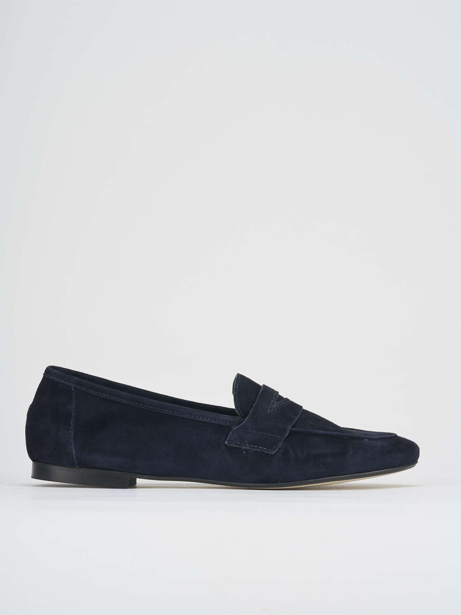 Mocasines tacón 1 cm azul ante