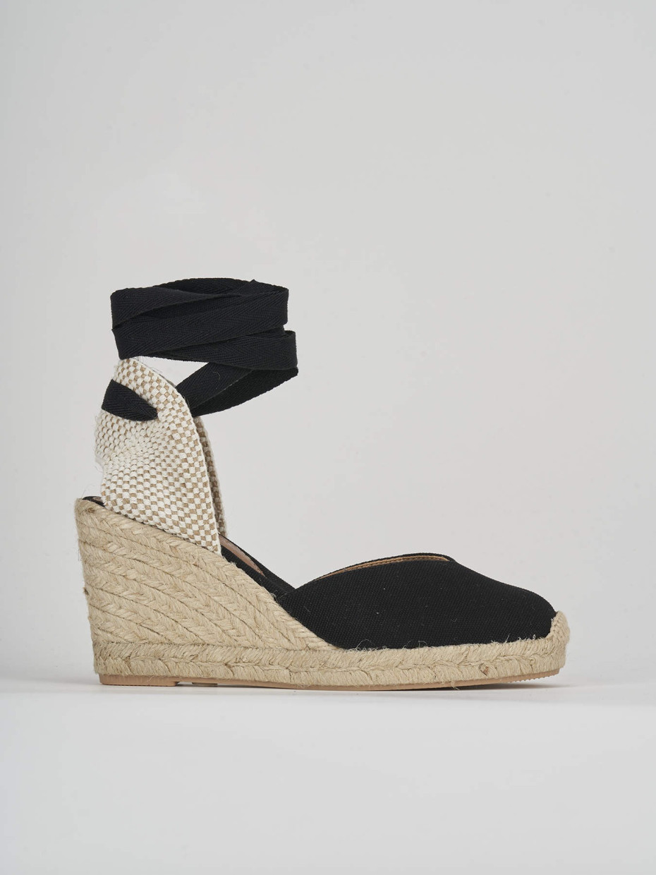 Alpargatas tacón 8 cm negro tejido