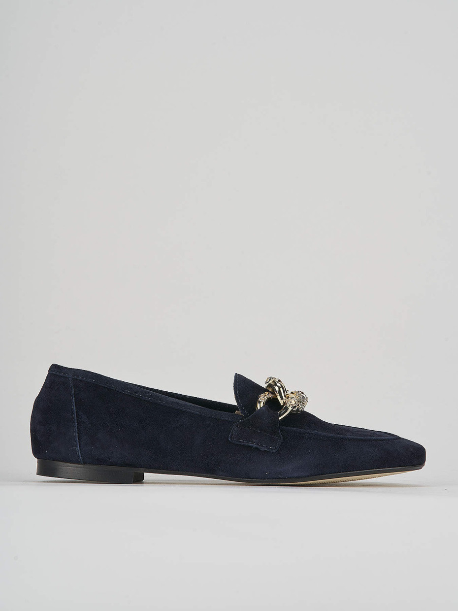 Mocasines tacón 1 cm azul ante