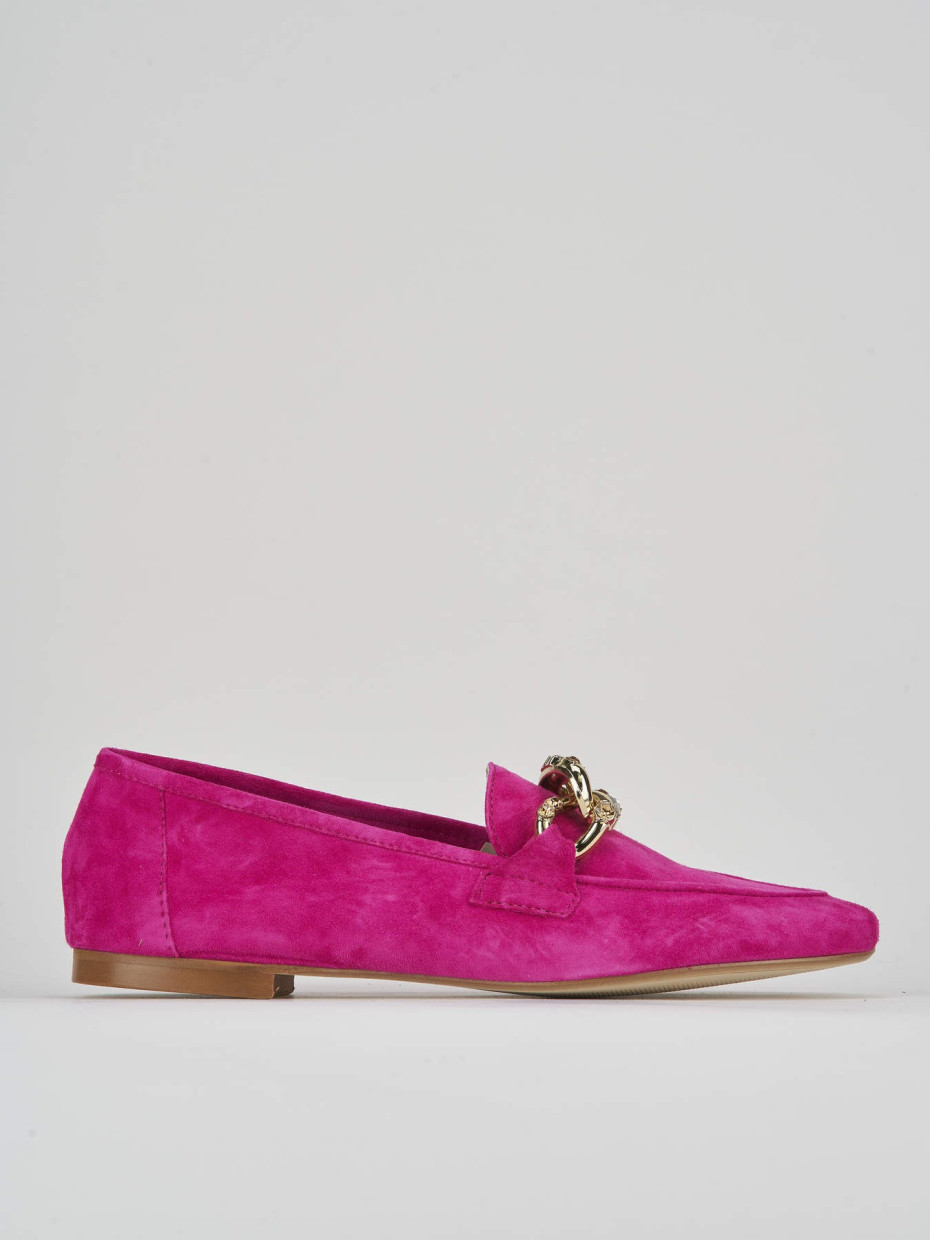 Mocasines tacón 1 cm rosa ante