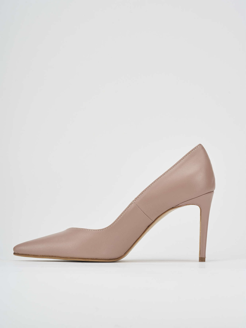 Zapatos de salón tacón 8 cm rosa cuero