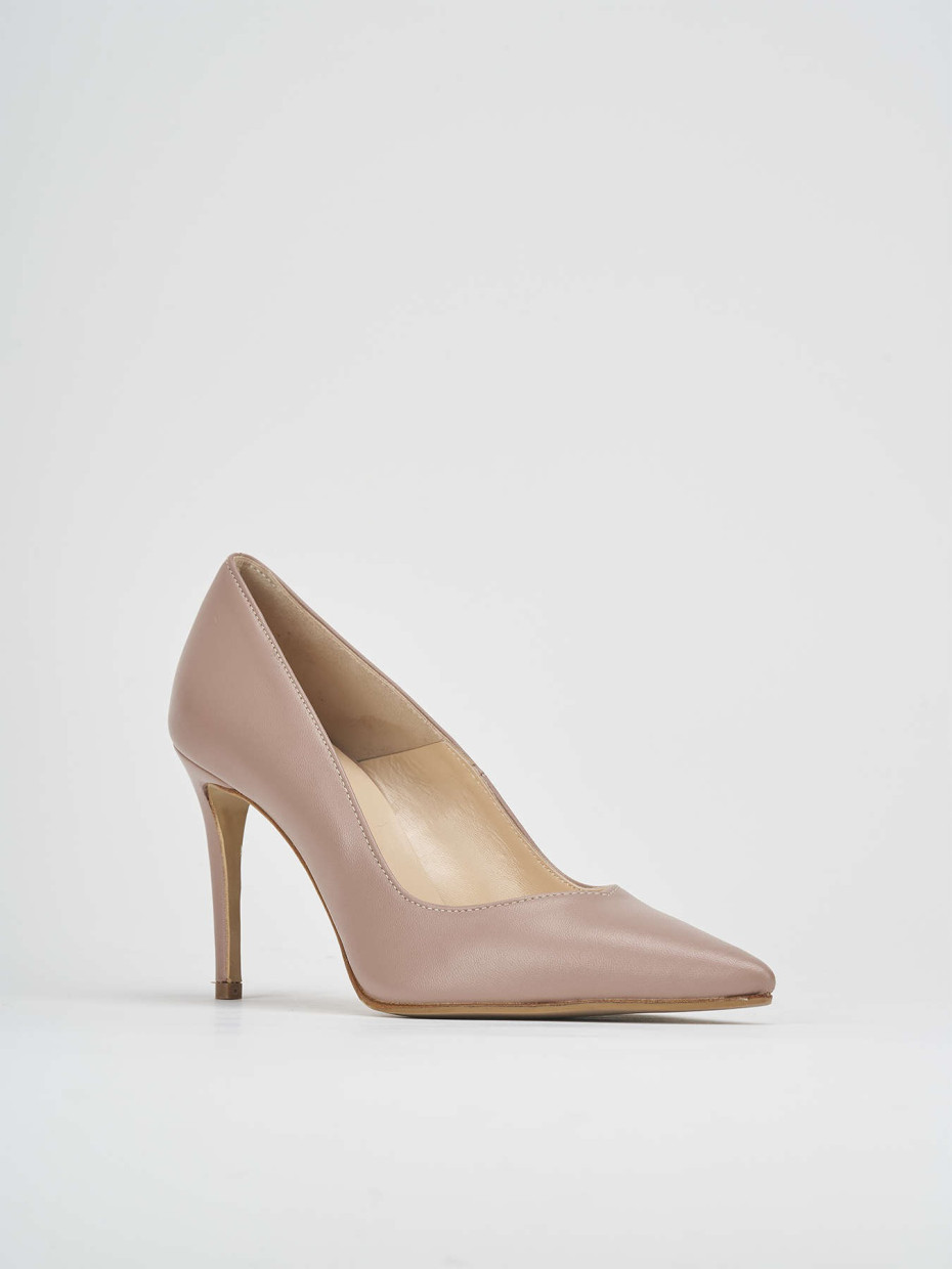 Zapatos de salón tacón 8 cm rosa cuero