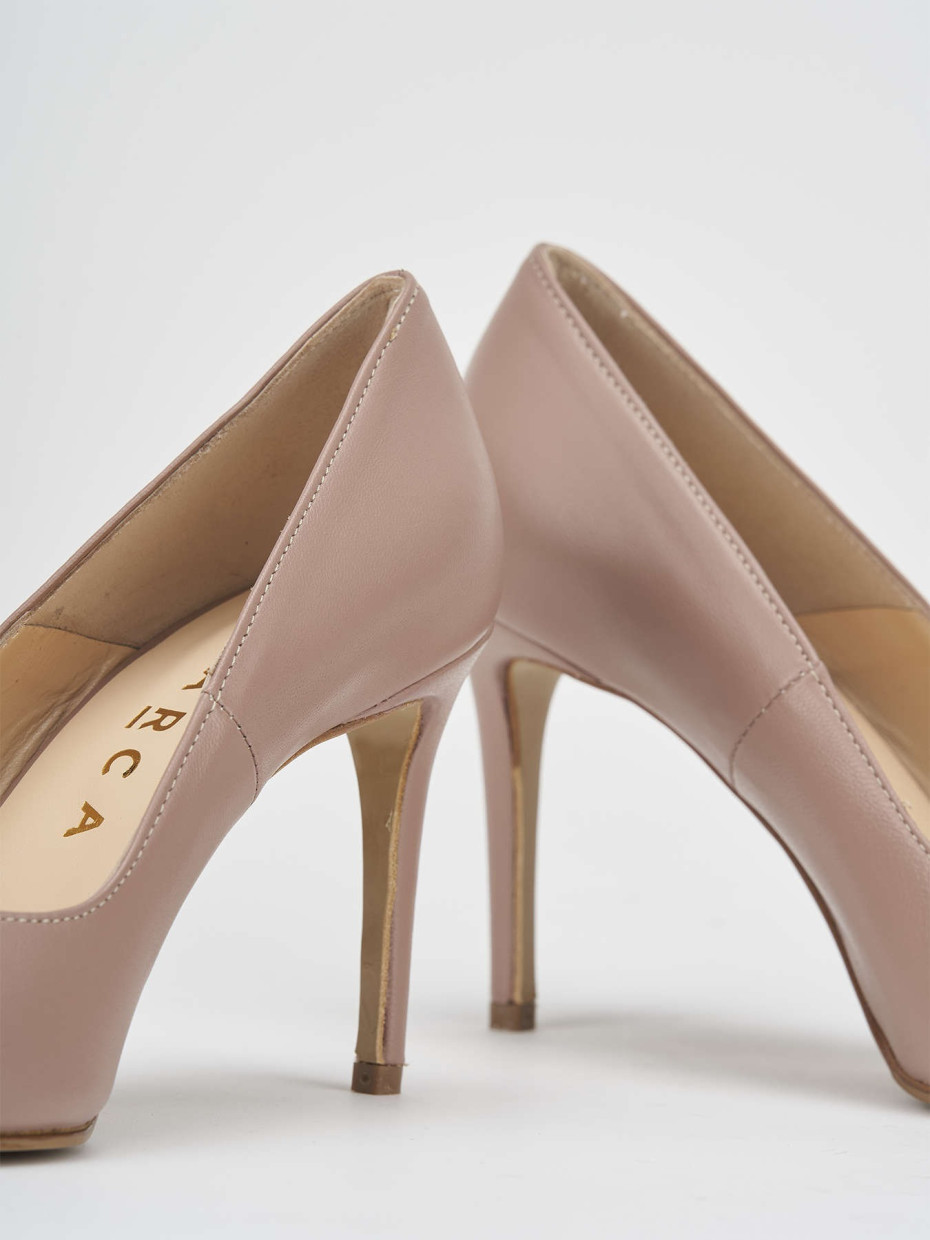 Zapatos de salón tacón 8 cm rosa cuero
