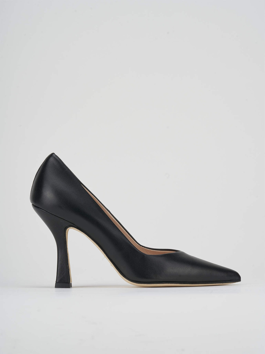 Zapatos de salón tacón 9 cm negro cuero