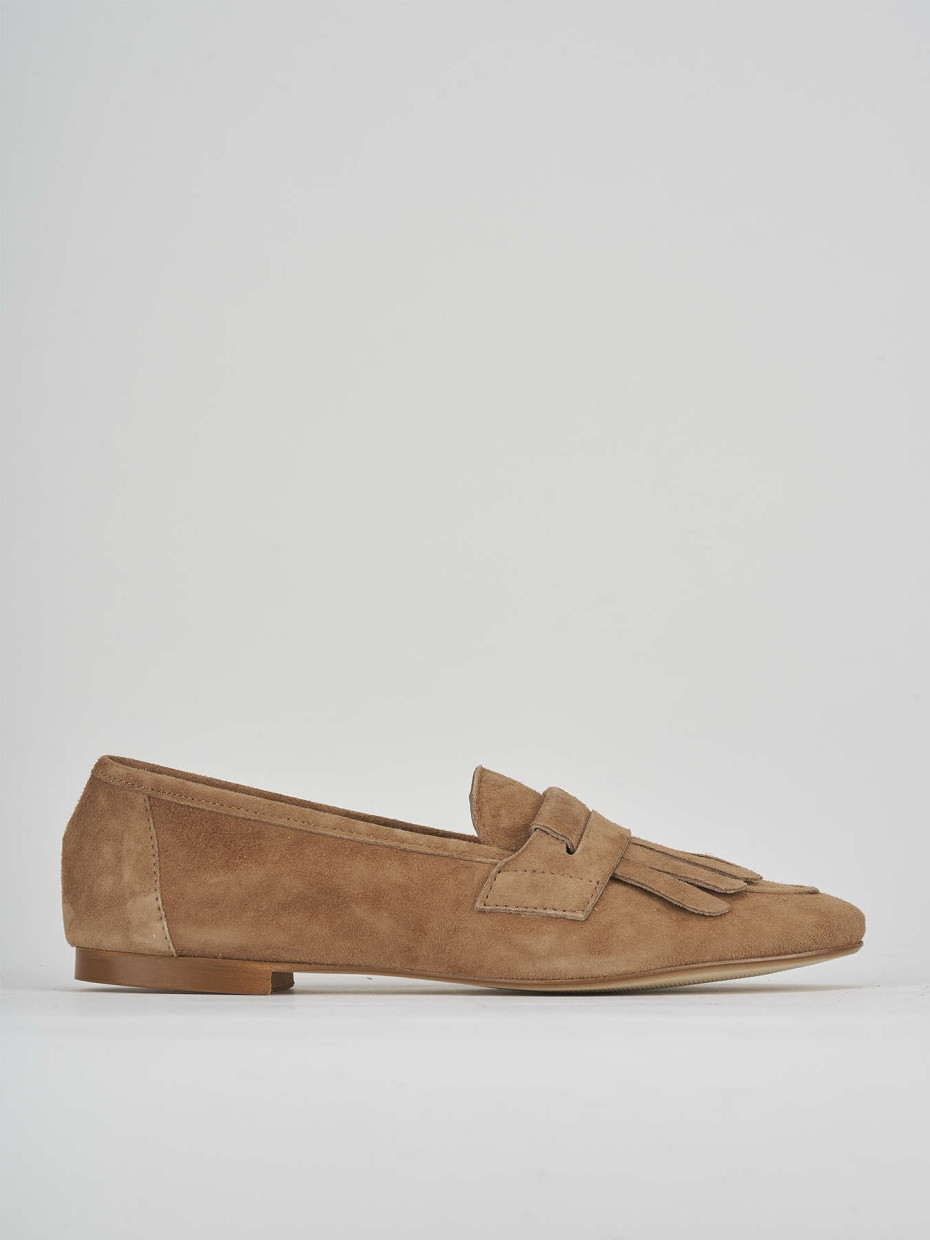 Mocasines tacón 1 cm marrón ante