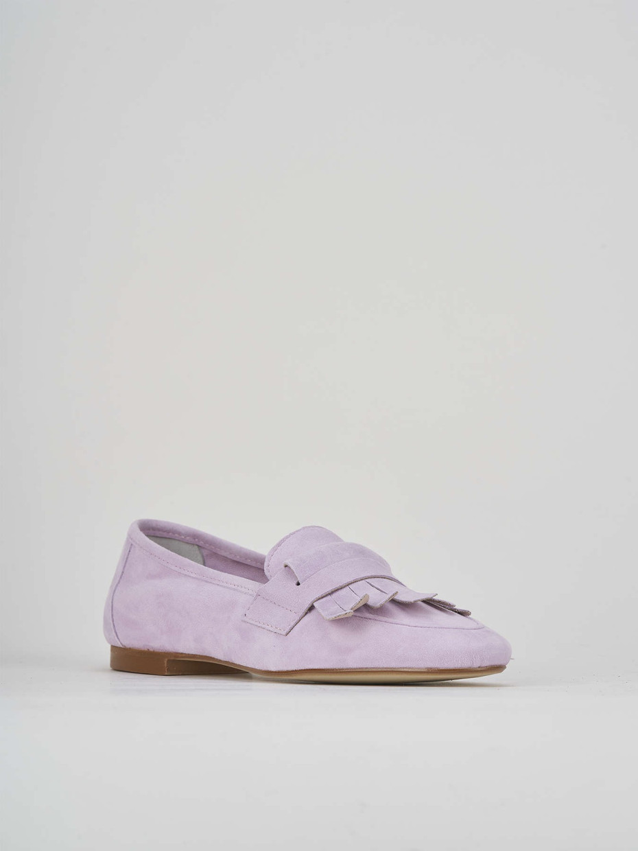Mocasines tacón 1 cm rosa ante