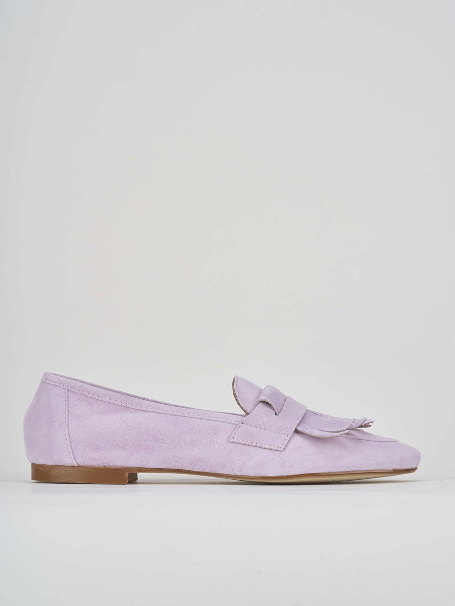 Mocasines tacón 1 cm rosa ante