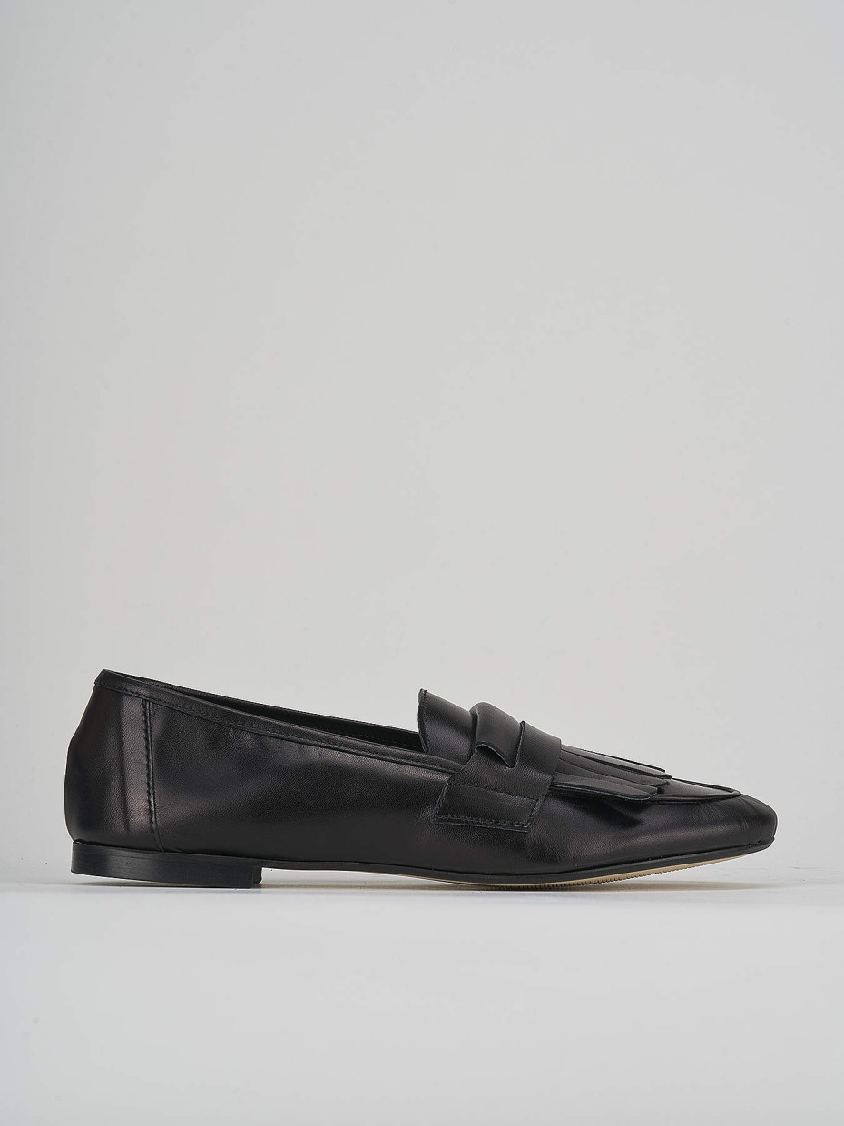 Mocasines tacón 1 cm negro cuero