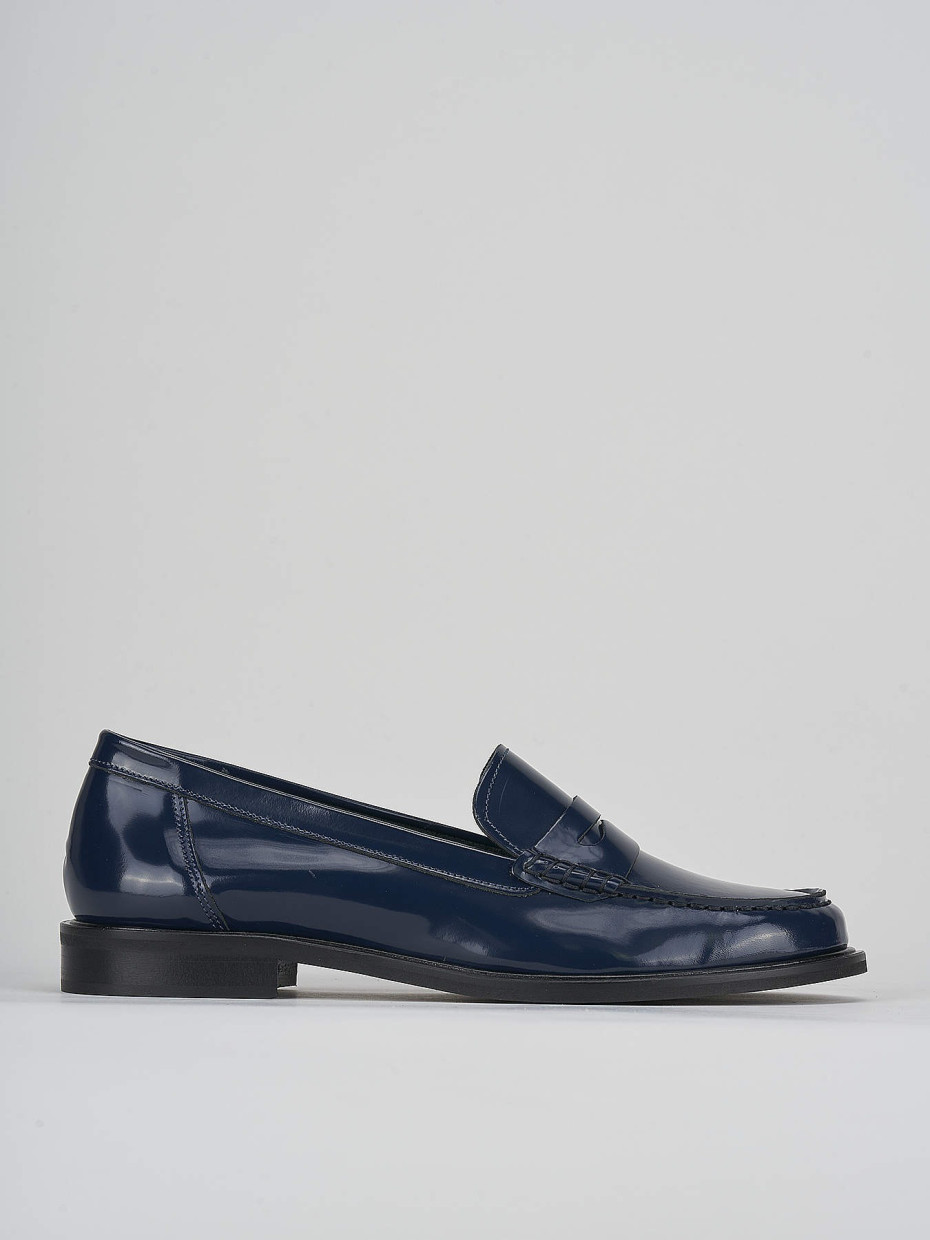 Mocasines tacón 2 cm azul cuero