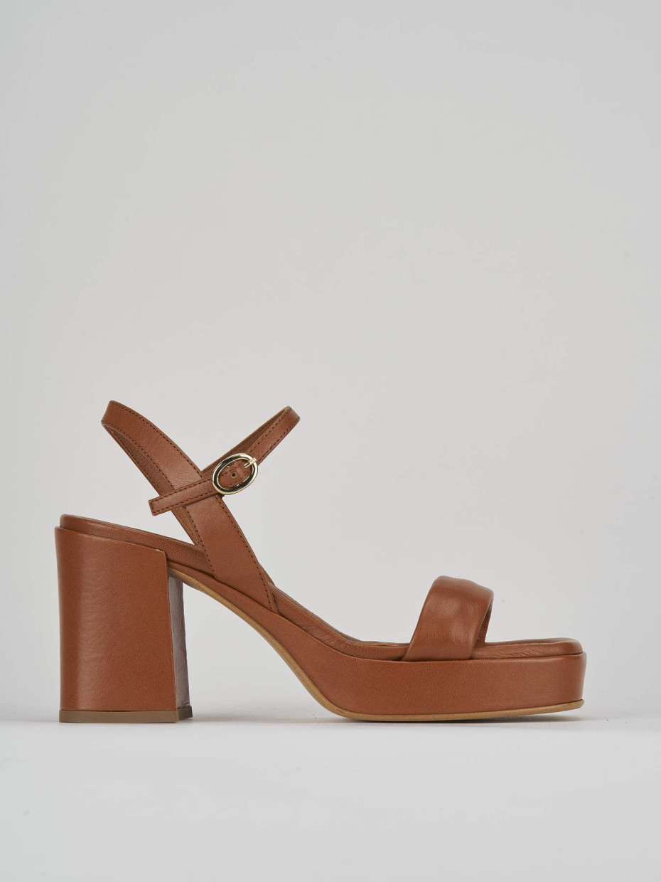 High heel sandals heel 8 cm brown leather