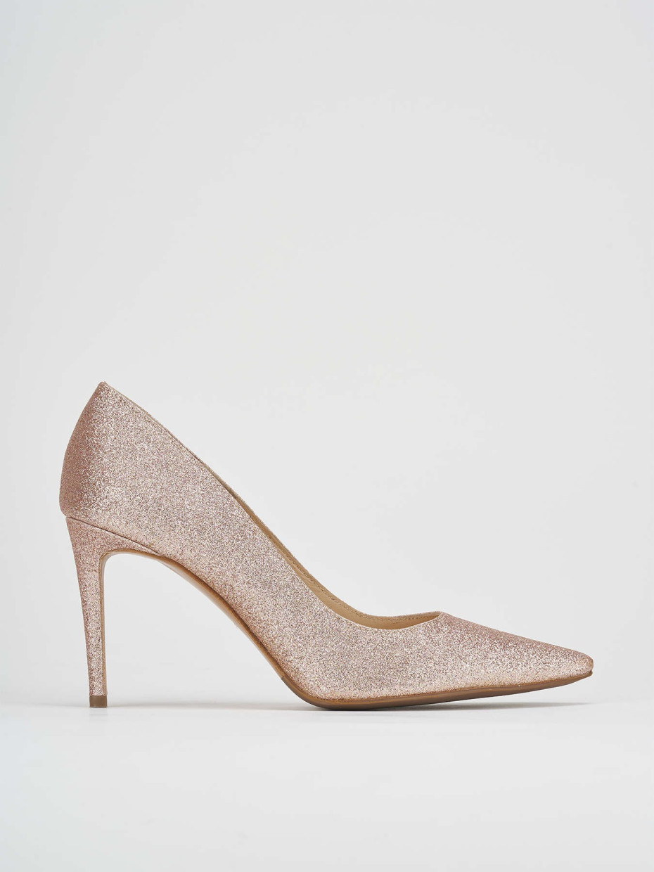 Decoltè tacco 8 cm rosa glitter