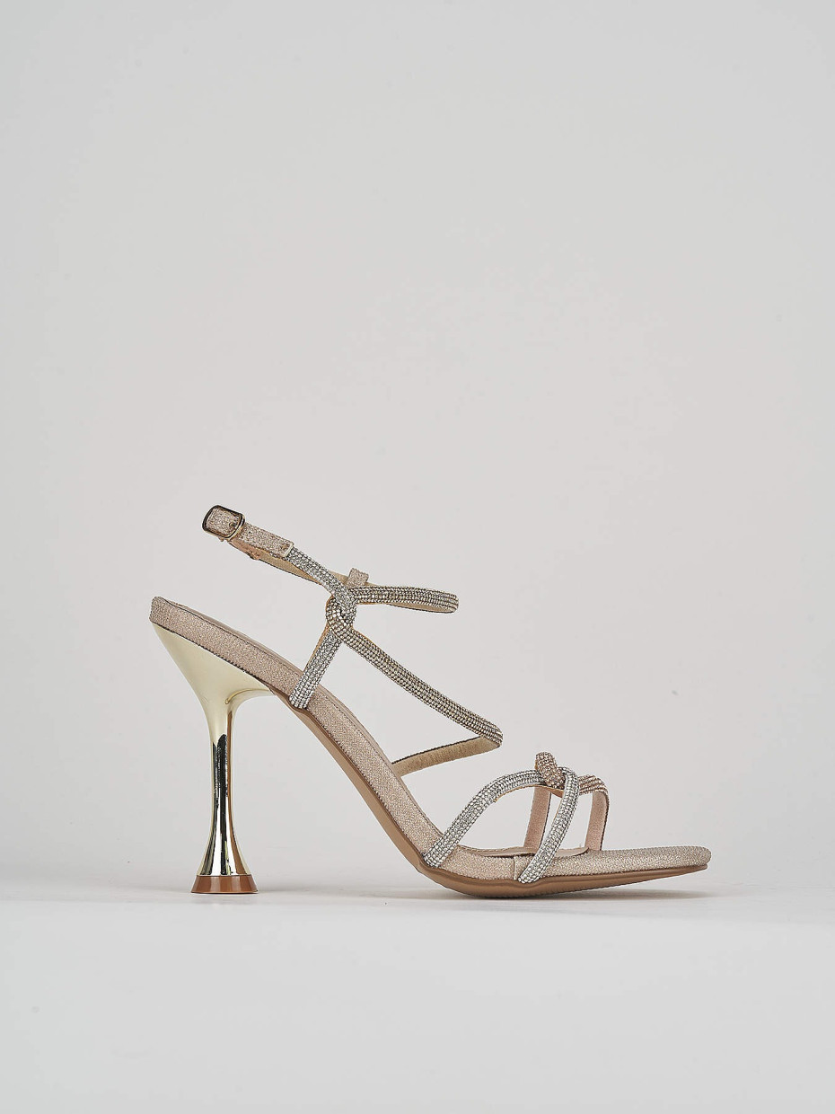 Sandalias de tacón alto tacón 9 cm oro glitter