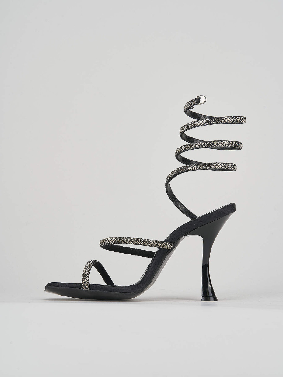 High heel sandals heel 10 cm black leather