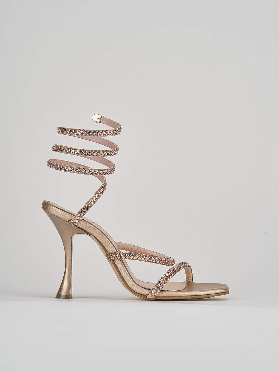 Sandalias de tacón alto tacón 10 cm rosa cuero