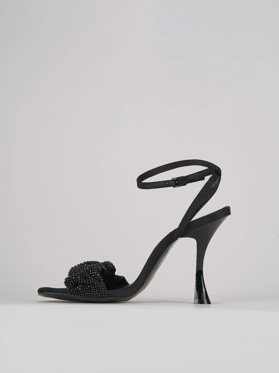 High heel sandals heel 10 cm black leather