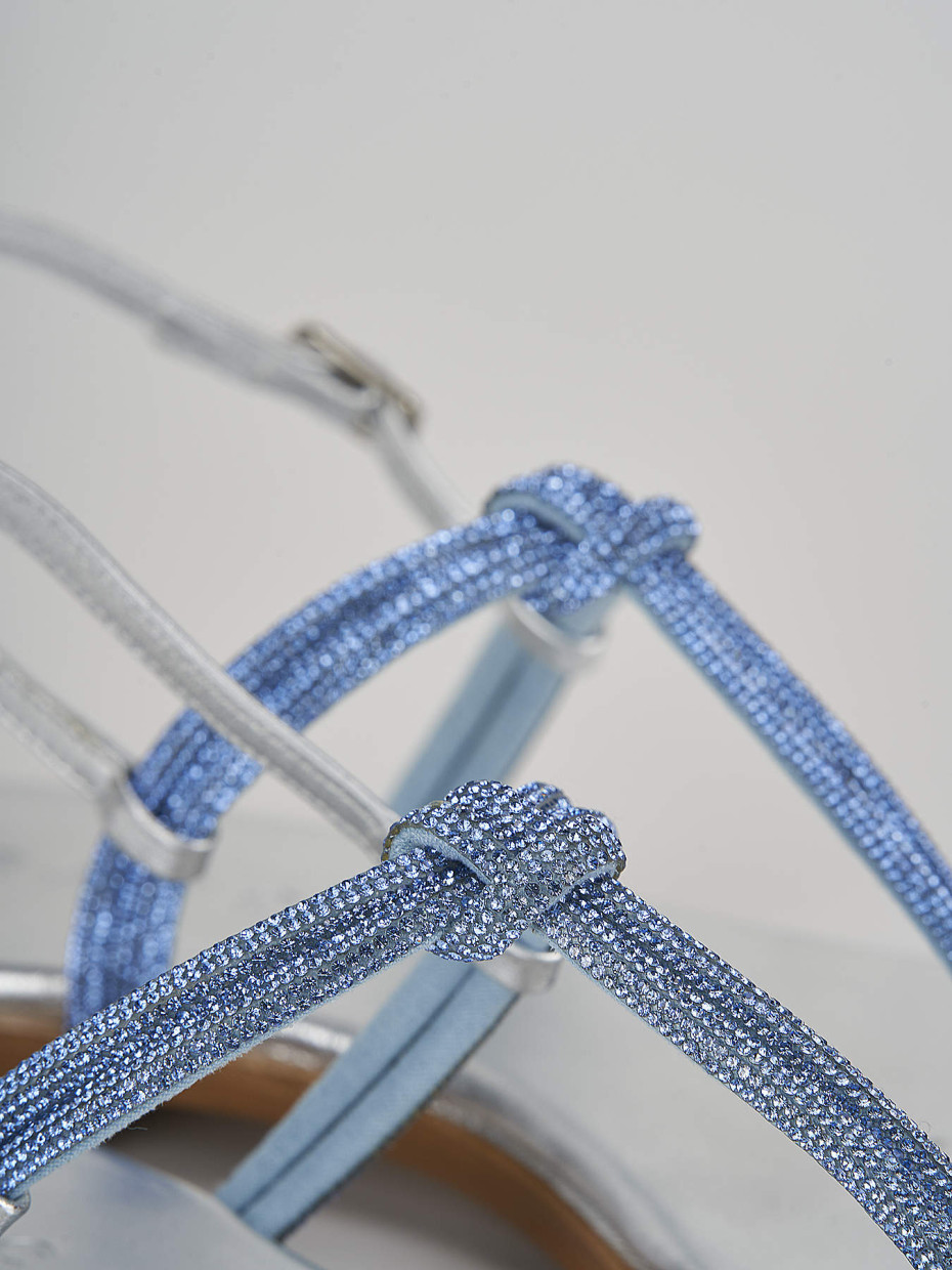 Sandali tacco 1cm pelle azzurro