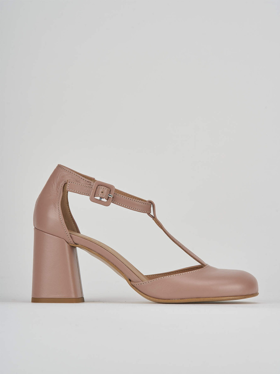 Zapatos de salón tacón 7 cm beis cuero